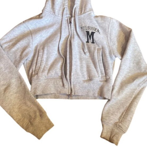 Bershka Melbourne cropped hoodie, grey, XS