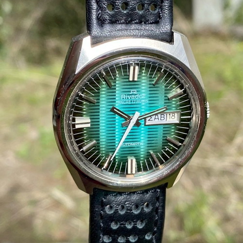 Rivador Vintage automatic watch new, green dial, stainless steel