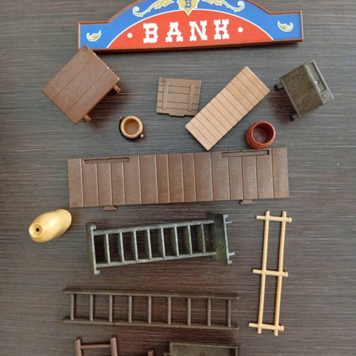 Playmobil Western accessories used, rare church desk included