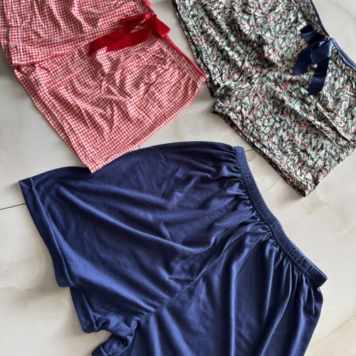 Sleep shorts, set of 3, blue and multicolor