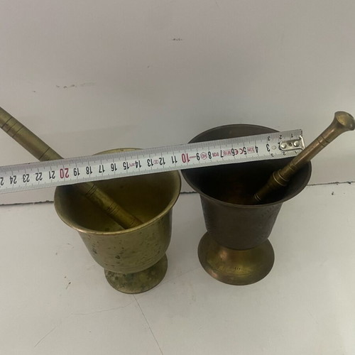Brass mortars used, set of 2 pieces
