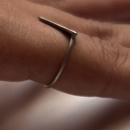 Triangular brass ring like new with thin band and textured finish