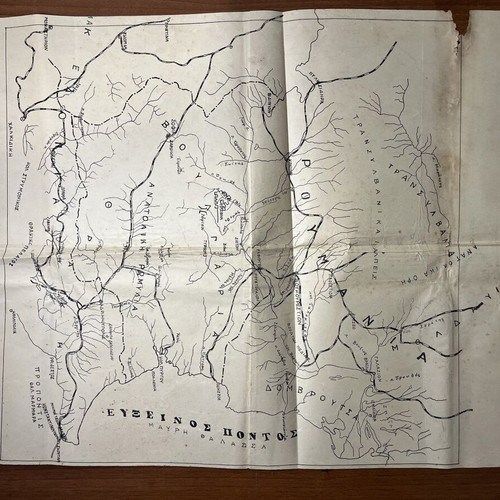 Historical Balkan map used, unknown origin and date, 60x40 cm