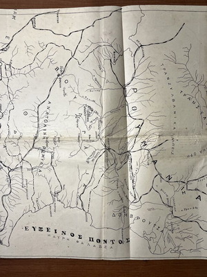 Historical Balkan map used, unknown origin and date, 60x40 cm