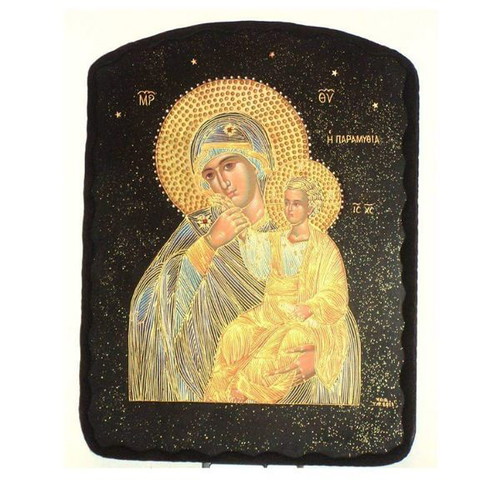 Faithful replica Panagia Paramythia wood handmade icon