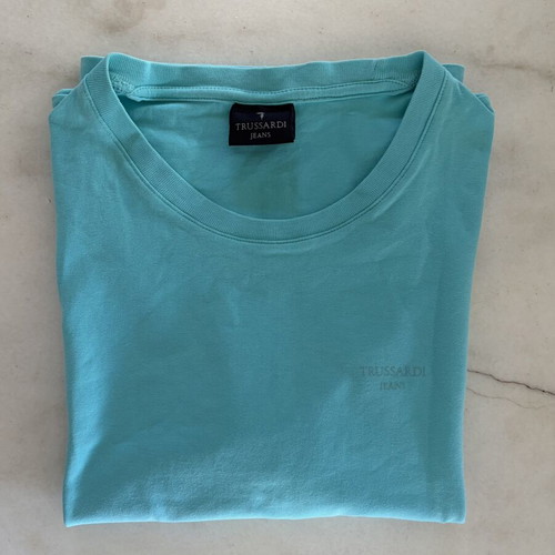 Trussardi Jeans Aqua Turquoise Cotton T-Shirt