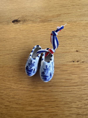 Miniature Delft Blue Dutch Clogs ceramic, like new