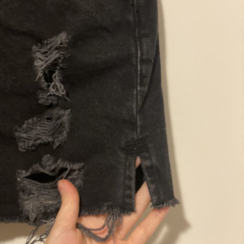 River Island high waisted jean shorts, black