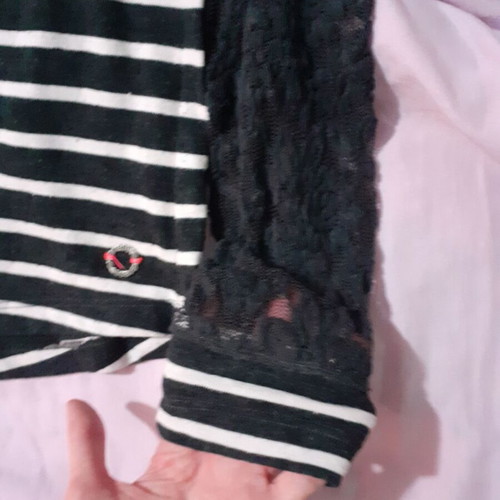 BSB striped blouse with transparency new, black and white