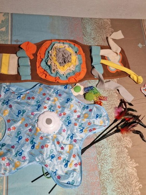 Cat activity toy set like new, sensory and interactive play