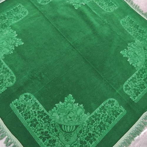 Vintage velvet tablecloth Helios green cypress 1.40 x 1.40 like new