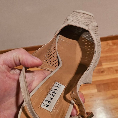 Fratelli Rossetti sandals used, beige, size 37.5, 9 cm heel