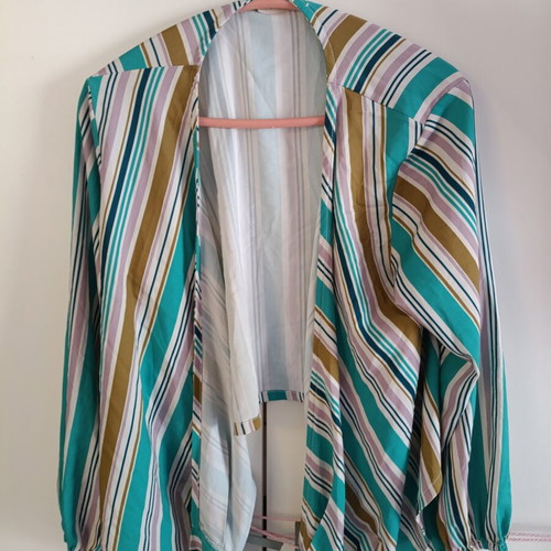 Feel Cute Cropped Wrap Striped Blouse size M like new, multicolor