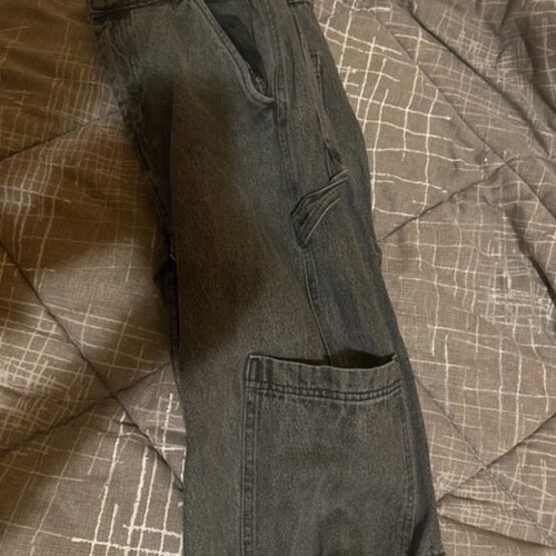 Bershka cargo jeans like new, black-gray with pockets
