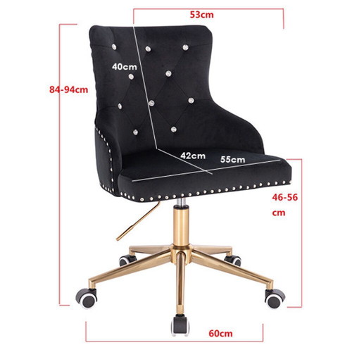 Office chair with wheels velvet fabric and crystals like new