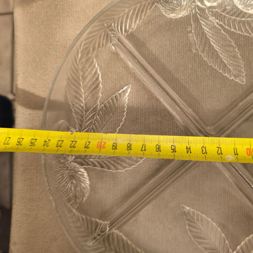 Glass serving platter with compartments for nuts like new