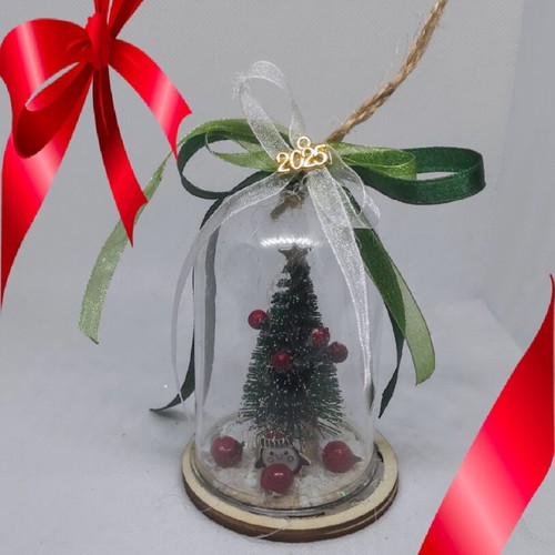 Plastic dome with tree and ribbons new