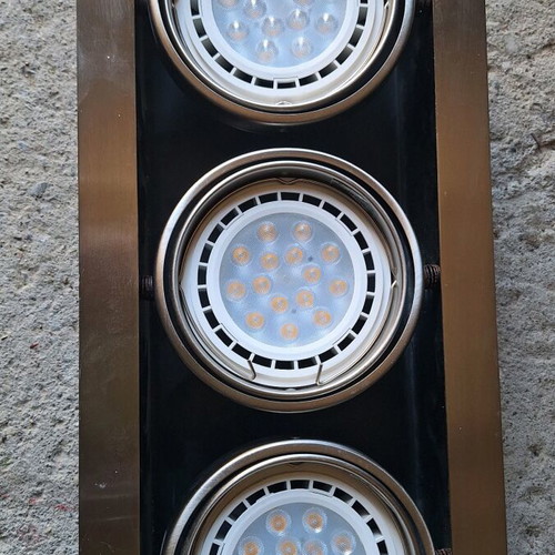 Recessed triple spotlight like new, stainless steel