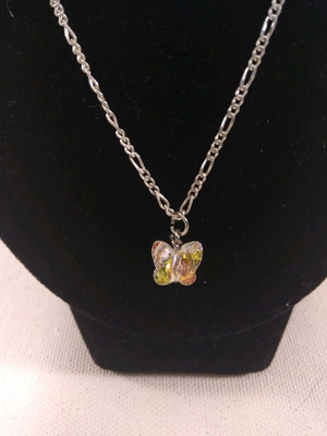 Butterfly pendant sparkling with transparent crystal and beautiful iridescence, new