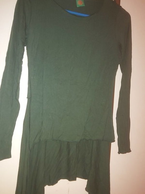 Long-sleeve blouse asymmetrical green size small like new