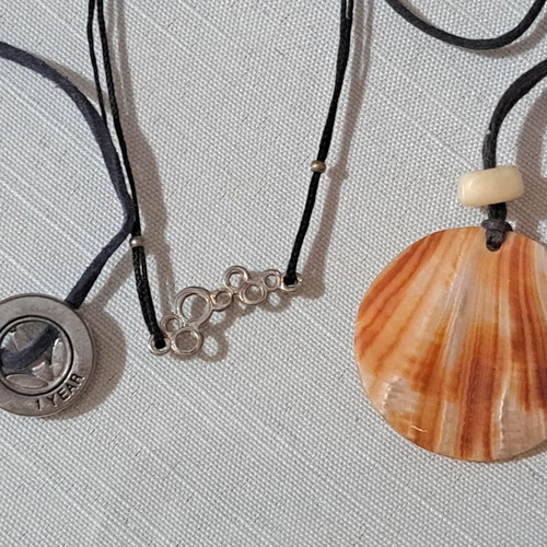 Jewelry set used, 3 pieces with shell necklace and bracelets