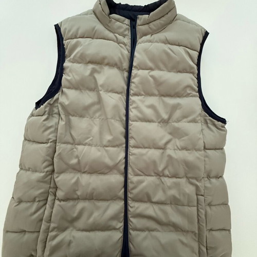 Double faced gilet blue black and beige medium like new