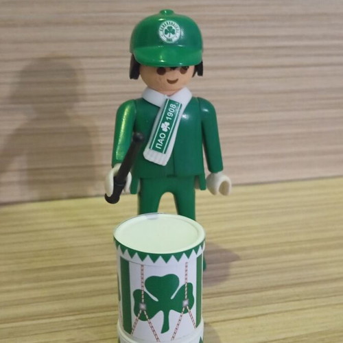 Playmobil Panathinaikos Fan Figure like new with drum
