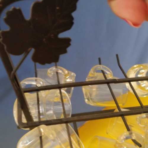 Ouzo glass set like new with 11 glasses and stand