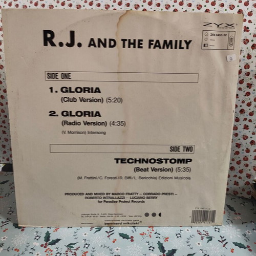 R.J. And The Family Gloria vinyl record used, electronic