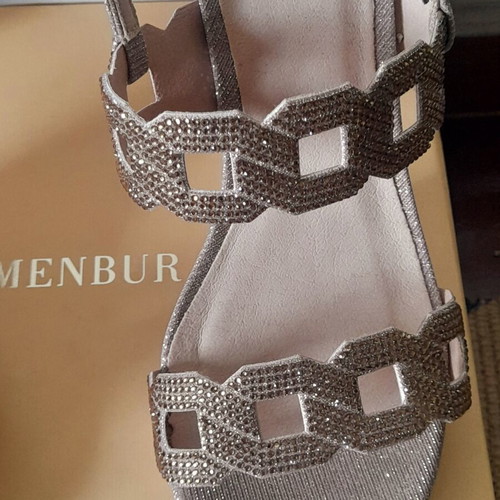 Menbur bridal sandals new, silver and gold, 10-11 cm heel