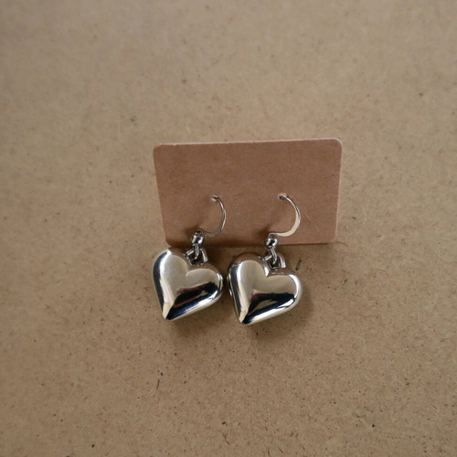 Heart earrings with steel hooks new, silver color