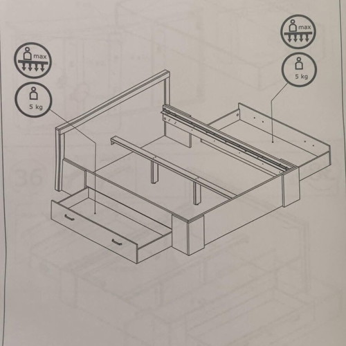 JYSK bedroom set with double bed and three-door wardrobe