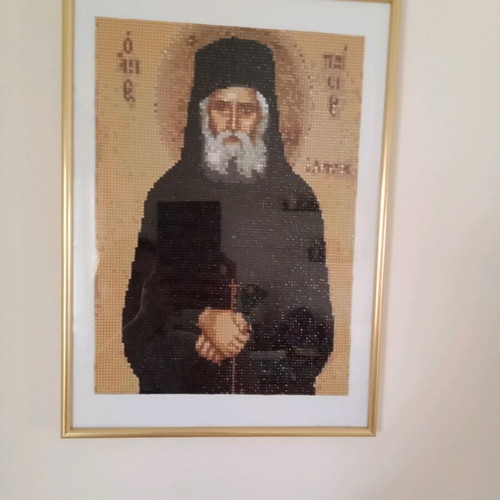 Saint Paisios Diamond Painting with Gold Frame new