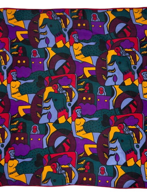 Loredano копринен принт шал употребяван, многоцветен, 78x78 см