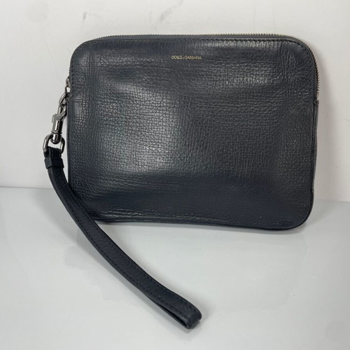 Dolce & Gabbana men leather clutch used, gray