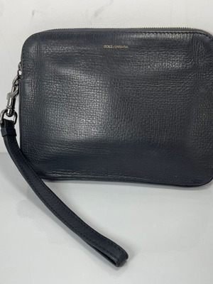 Dolce & Gabbana men leather clutch used, gray