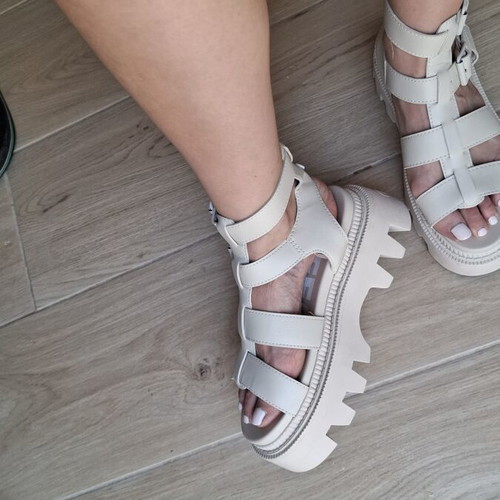 Buffalo sandals used, size 39, beige, 5.5 cm heels