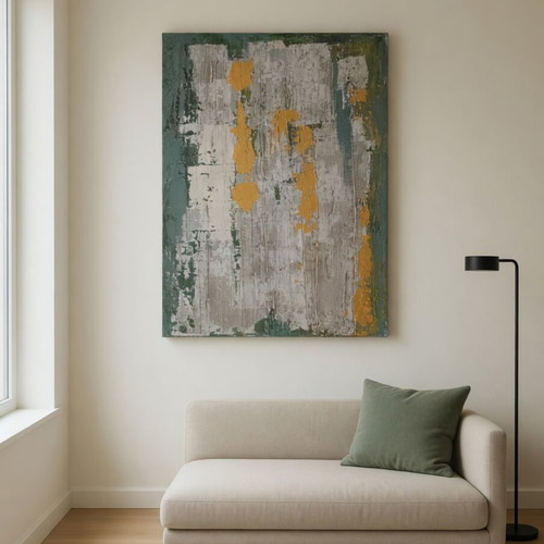 Abstract painting with acrylic and embossed details custom made 60x90 cm