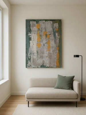 Abstract painting with acrylic and embossed details custom made 60x90 cm