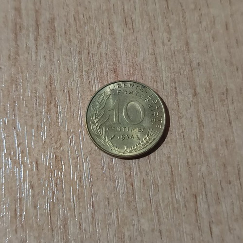 10 Centimes France 1974 coin used, aluminium-bronze