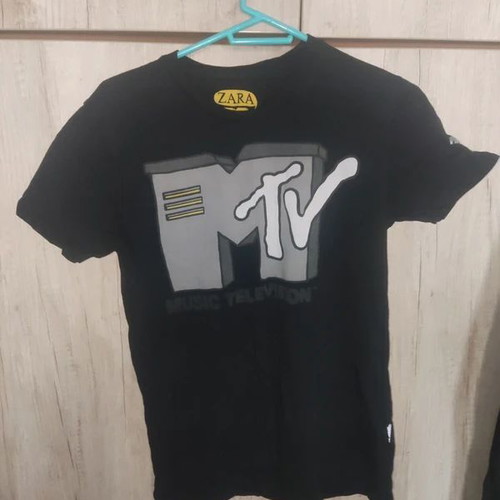 Zara MTV T-shirt, medium, black and grey