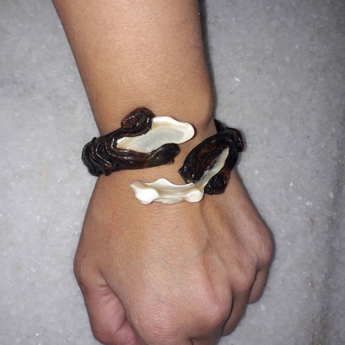 Vintage bracelet like new, handmade with leather