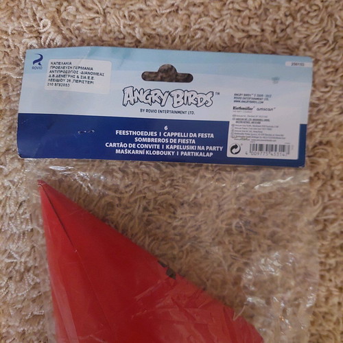 Angry Birds party hats new, pack of 6 for kids party