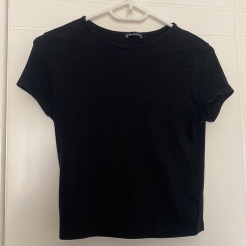 Black rib short sleeve top Bershka like new, size XL