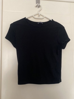 Black rib short sleeve top Bershka like new, size XL