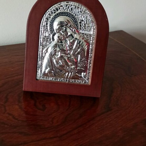 Virgin Mary Icon with 925 Silver Coating, like new