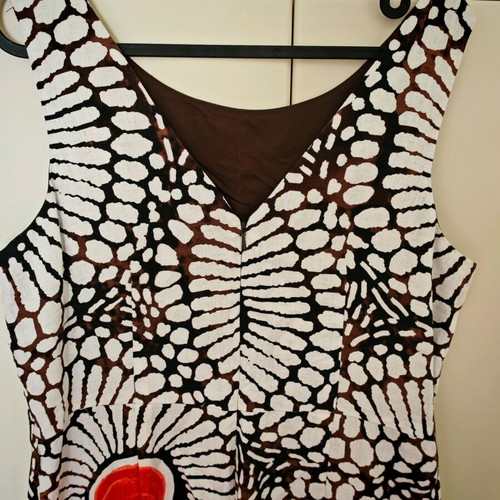 Morgan linen dress like new, size M, unique red-brown print