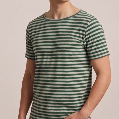 JBP striped t-shirt used, green and gray, slim fit, size S