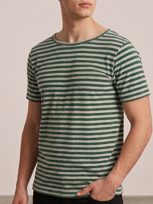 JBP striped t-shirt used, green and gray, slim fit, size S