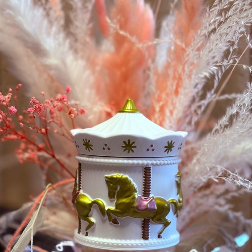 Handmade candle in hand-painted plaster carousel new